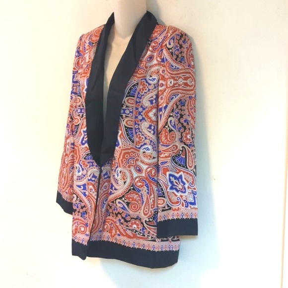 Zara Flowing Paisley Print Blazer M - Picture 7 of 16